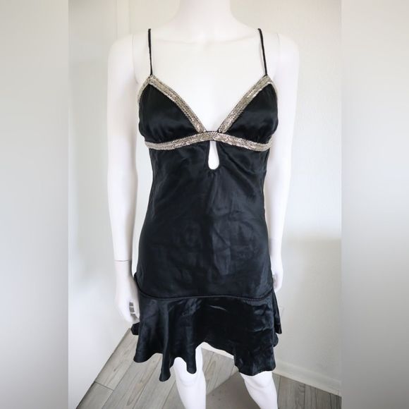 Chick by Nicky Hilton Dresses & Skirts - Chick by Nicky Hilton, Black Silk Dress W/Beads Y2k 2006 Dead-stock Dress